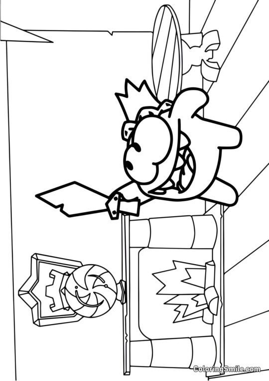 Re Om Nom con una Spada Re Om Nom con una Spada - Pagina da Colorare