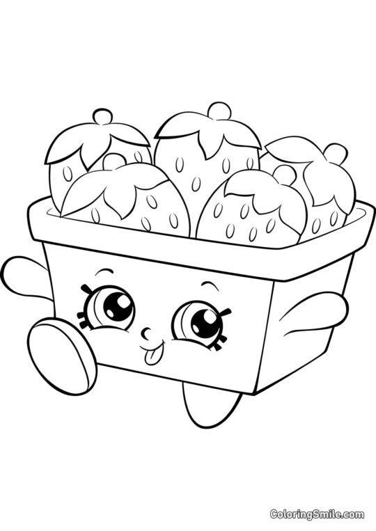 Shopkins Cesto di Fragole - Pagina da Colorare