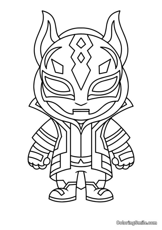 Fortnite Chibi Ronin con Maschera Fortnite Chibi Ronin con Maschera - Pagina da Colorare