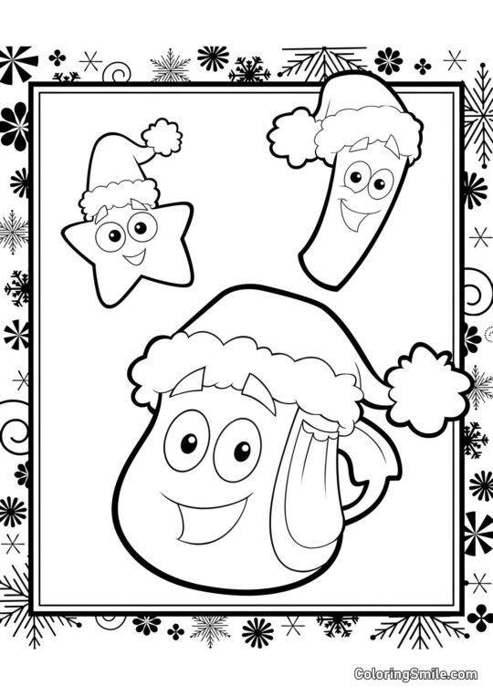 Zaino di Dora per Capodanno Zaino di Dora per Capodanno - Pagina da Colorare