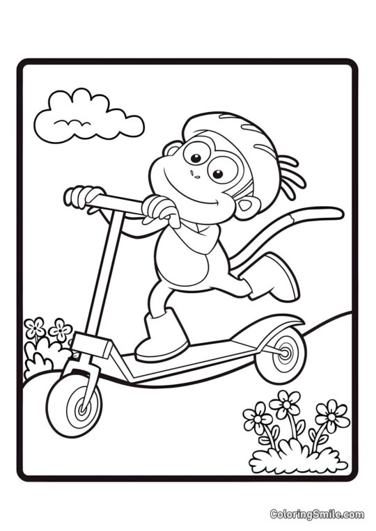 Boots su uno skateboard Boots su uno skateboard - Pagina da Colorare