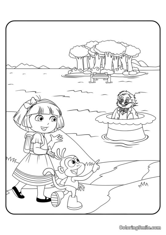 Dora e il Cappellaio Matto Dora e il Cappellaio Matto - Pagina da Colorare