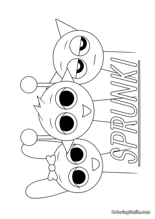 Sprunki Pinky, Simon e Grigio Sprunki Pinky, Simon e Grigio - Pagina da Colorare