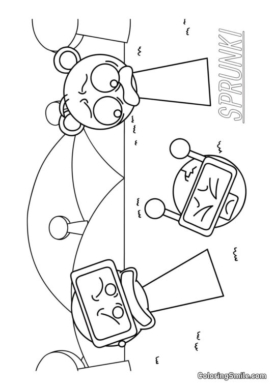 Sprunki Garnold, Sky e Merry Bot Sprunki Garnold, Sky e Merry Bot - Pagina da Colorare