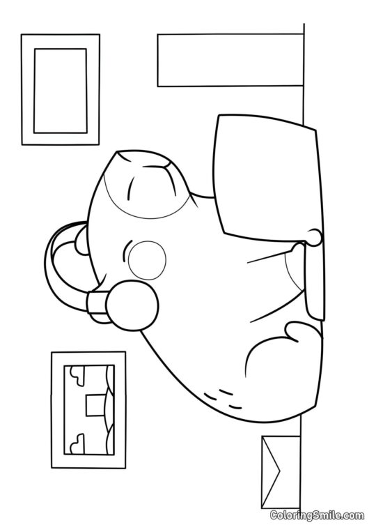 Capibara con un laptop - Pagina da Colorare