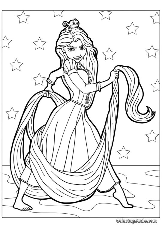 Bella Rapunzel e il leale Pascal Bella Rapunzel e il leale Pascal - Pagina da Colorare