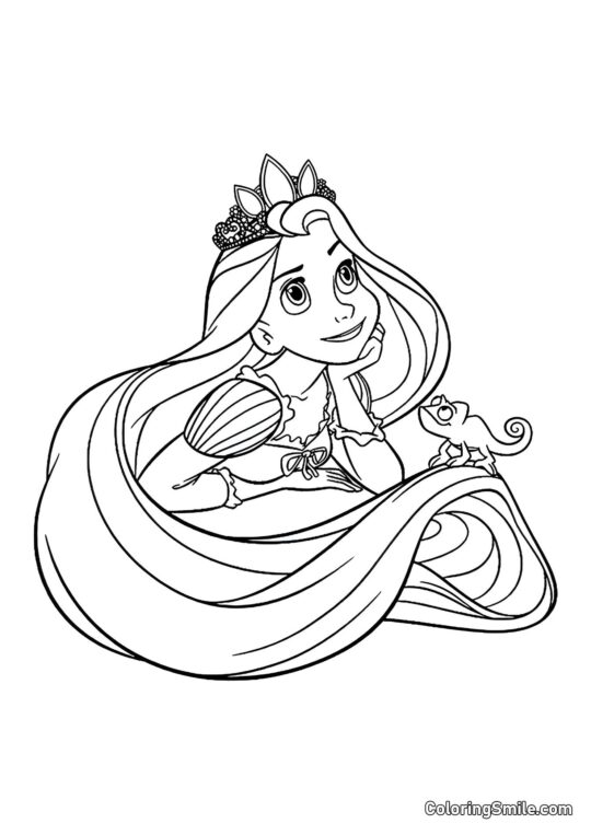 Rapunzel e Pascal sognando Rapunzel e Pascal sognando - Pagina da Colorare