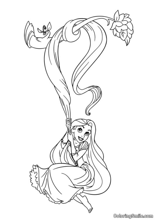 Rapunzel appesa a un ramo Rapunzel appesa a un ramo - Pagina da Colorare