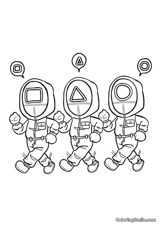 Lavoratori Allegri di Squid Game - Pagina da Colorare