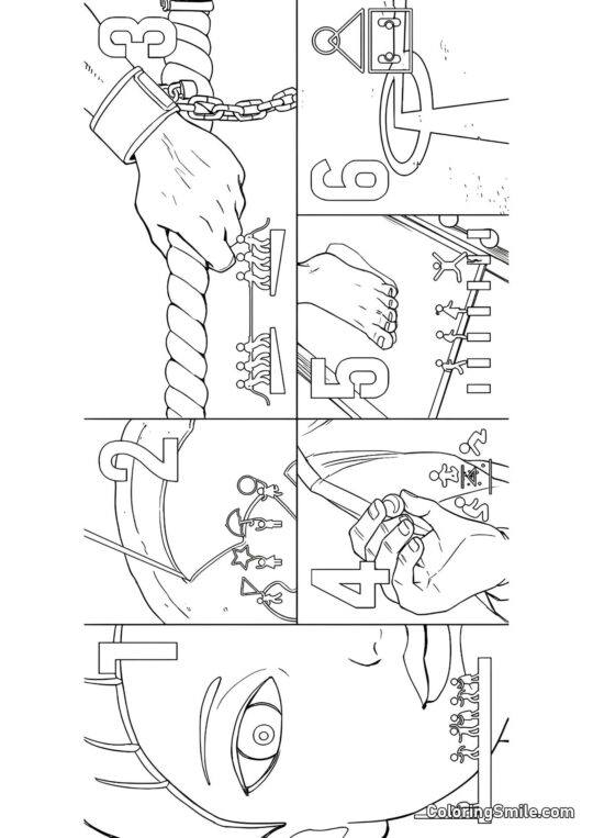 Tutti i Giochi della Stagione 1 di Squid Game - Pagina da Colorare