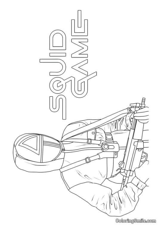 Soldato con Fucile di Squid Game - Pagina da Colorare