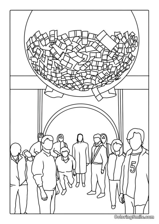 Palla di Denaro di Squid Game - Pagina da Colorare