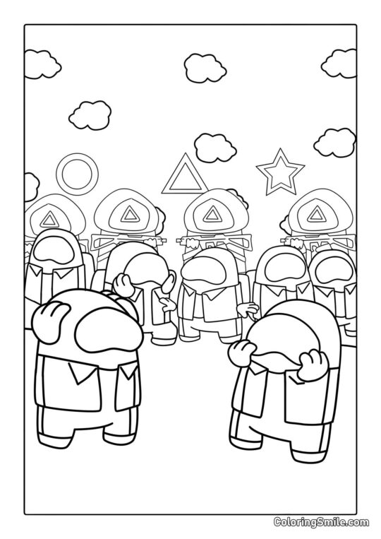 Among Us a Squid Game - Pagina da Colorare