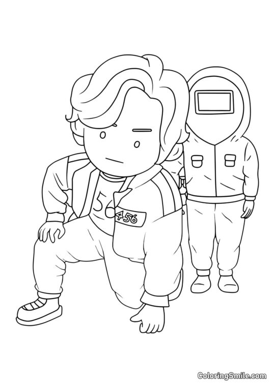 Giocatore 456 di Squid Game - Pagina da Colorare