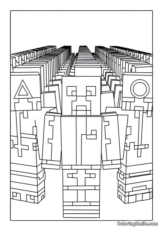 Minecraft a Squid Game - Pagina da Colorare