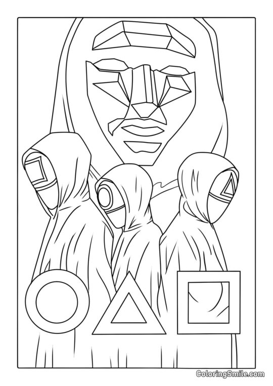 Host e Lavoratori di Squid Game - Pagina da Colorare