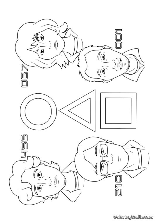 Avatar dei Giocatori di Squid Game - Pagina da Colorare