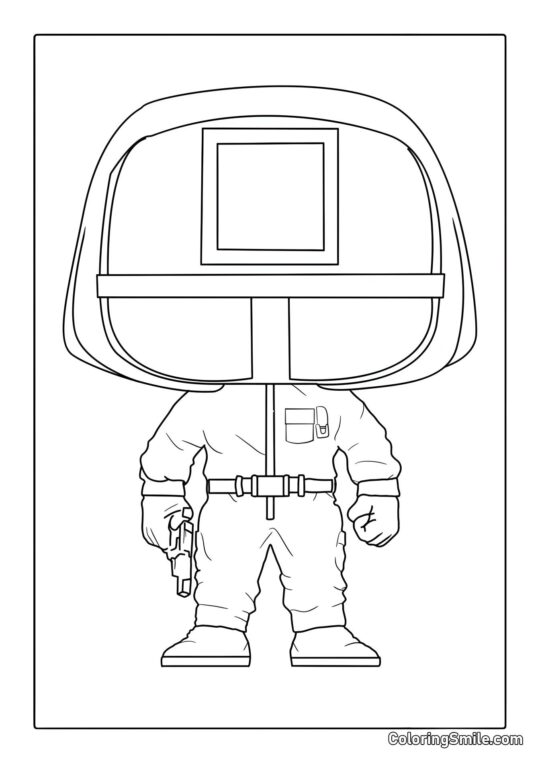 Guardia Chibi di Squid Game - Pagina da Colorare