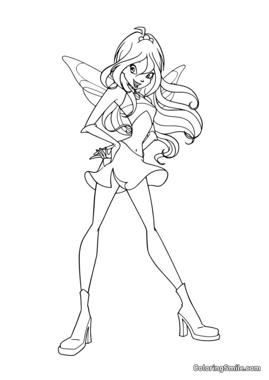 Il Nuovo Outfit di Bloom - Pagina da Colorare