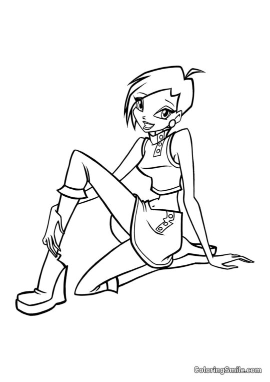 Tecna Siede sul Pavimento - Pagina da Colorare