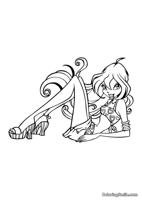 Bloom in una Canotta a Cuori - Pagina da Colorare