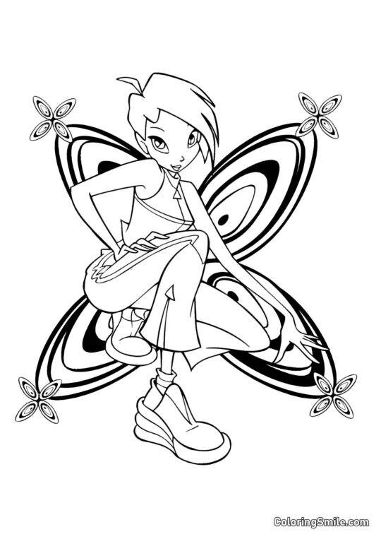 Tecna Farfalla - Pagina da Colorare