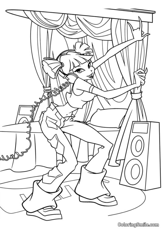 Musa Chiacchiera al Telefono - Pagina da Colorare