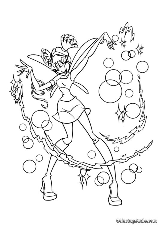 Winx Musa Lancia Incantesimi - Pagina da Colorare