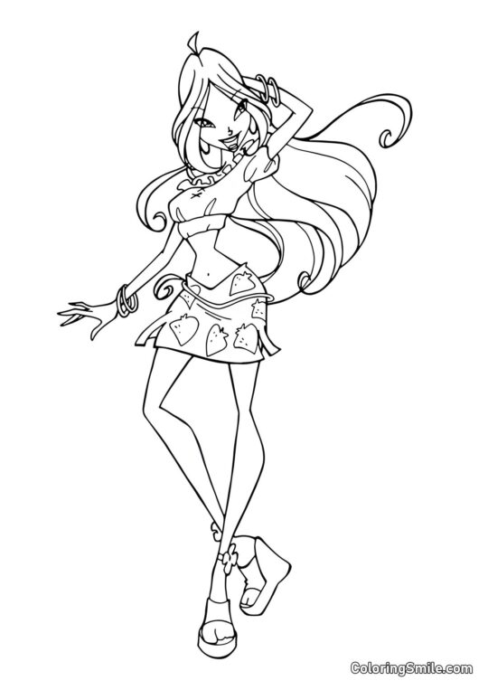 Flora – Fashionista - Pagina da Colorare