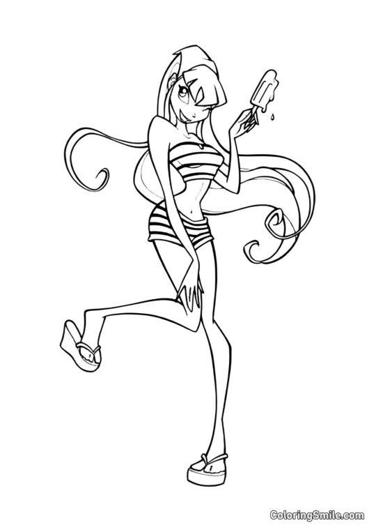 Stella con il Gelato - Pagina da Colorare