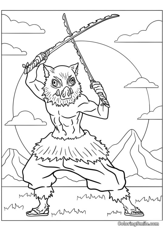 Demon Slayer Inosuke Hashibira - Pagina da Colorare