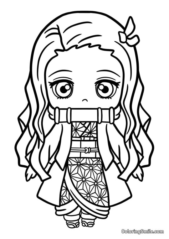 Chibi Nezuko - Pagina da Colorare