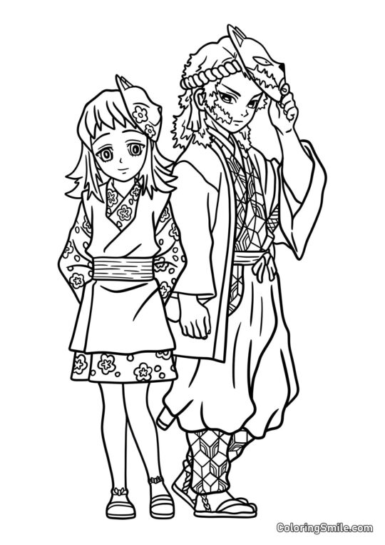 Makomo e Sabito - Pagina da Colorare