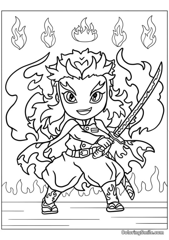 Carino Kyojuro Rengoku - Pagina da Colorare