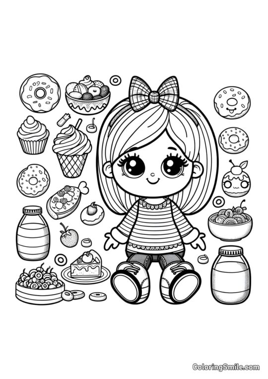 Bambola con Dolcetti Bambola con Dolcetti - Pagina da Colorare