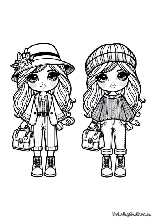 Bambole Sorelle Bambole Sorelle - Pagina da Colorare
