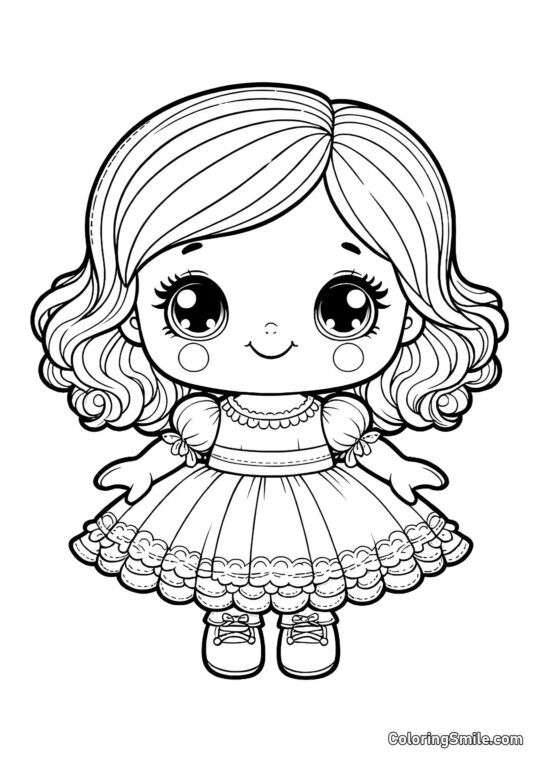 Carina Bambola Piccola per Neonati Carina Bambola Piccola per Neonati - Pagina da Colorare