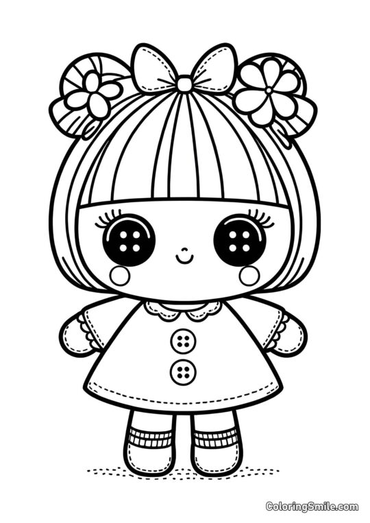 Bambola con Occhi a Pulsante Bambola con Occhi a Pulsante - Pagina da Colorare