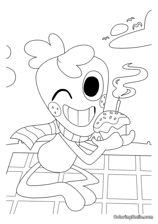 Bocciolo con un cupcake Bocciolo con un cupcake - Pagina da Colorare