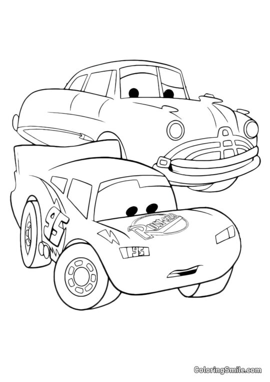 Saetta McQueen e Doc Hudson Saetta McQueen e Doc Hudson - Pagina da Colorare