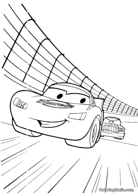 McQueen inseguito in una corsa McQueen inseguito in una corsa - Pagina da Colorare