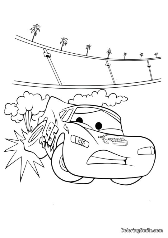 Auto con una gomma a terra Auto con una gomma a terra - Pagina da Colorare