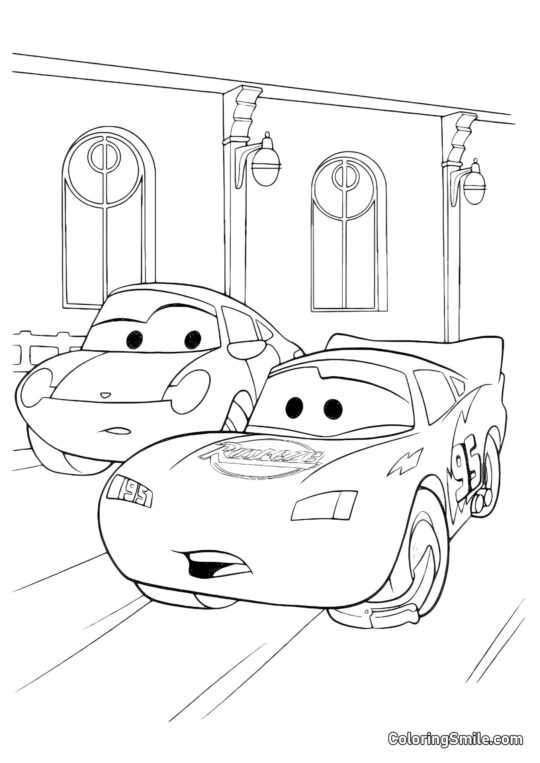 McQueen con una ruota bloccata McQueen con una ruota bloccata - Pagina da Colorare