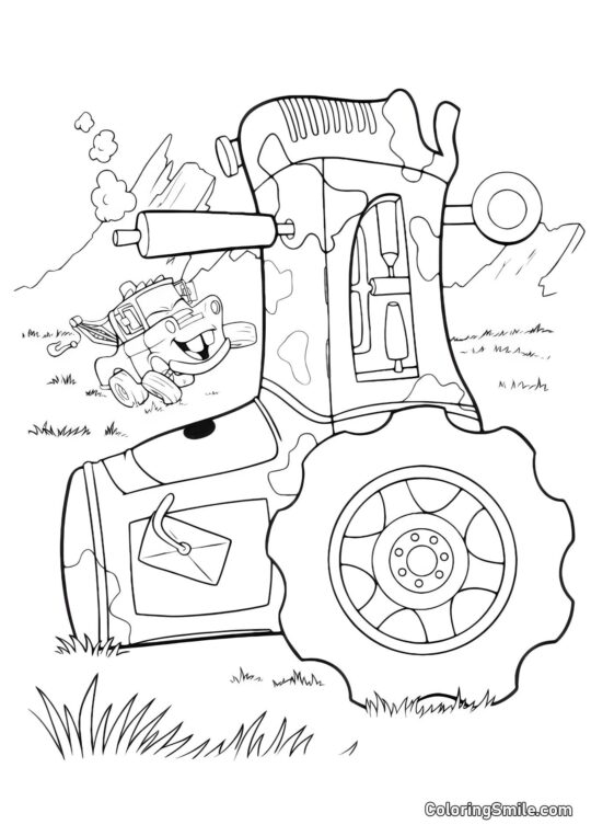 Trattore ribaltato Trattore ribaltato - Pagina da Colorare