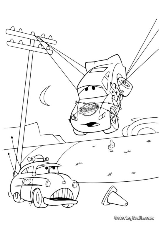 McQueen appeso ai pali McQueen appeso ai pali - Pagina da Colorare
