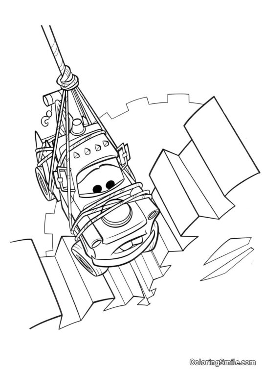 Mater appeso a una corda tra ingranaggi Mater appeso a una corda tra ingranaggi - Pagina da Colorare