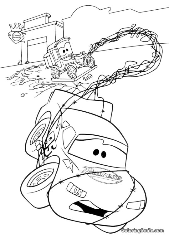 Auto intrappolata in una rete Auto intrappolata in una rete - Pagina da Colorare