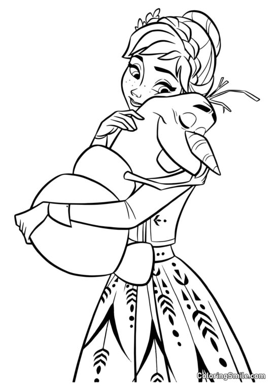 Anna abbraccia Olaf - Pagina da Colorare