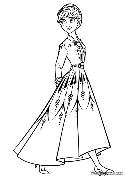 Anna la nuova Regina di Arendelle - Pagina da Colorare