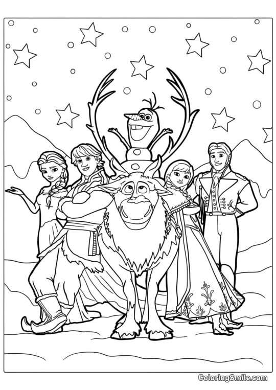 Personaggi del cartone animato Frozen - Pagina da Colorare